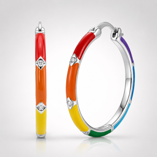 Aros Arcoíris Brillante - Plata de Ley 925