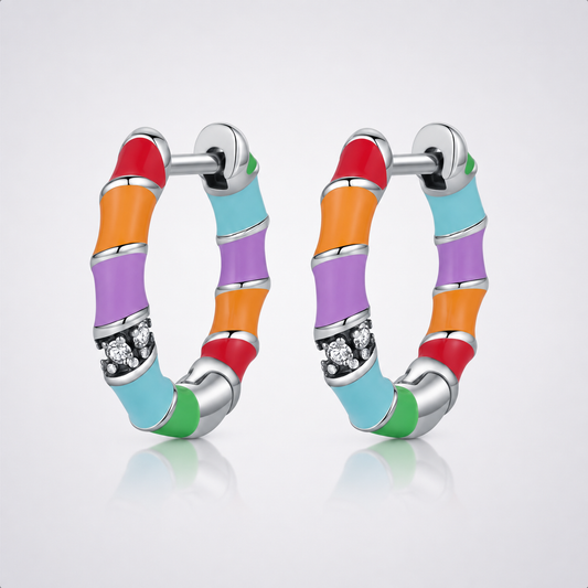 Aros Rainbow Mosaic - Plata de Ley 925